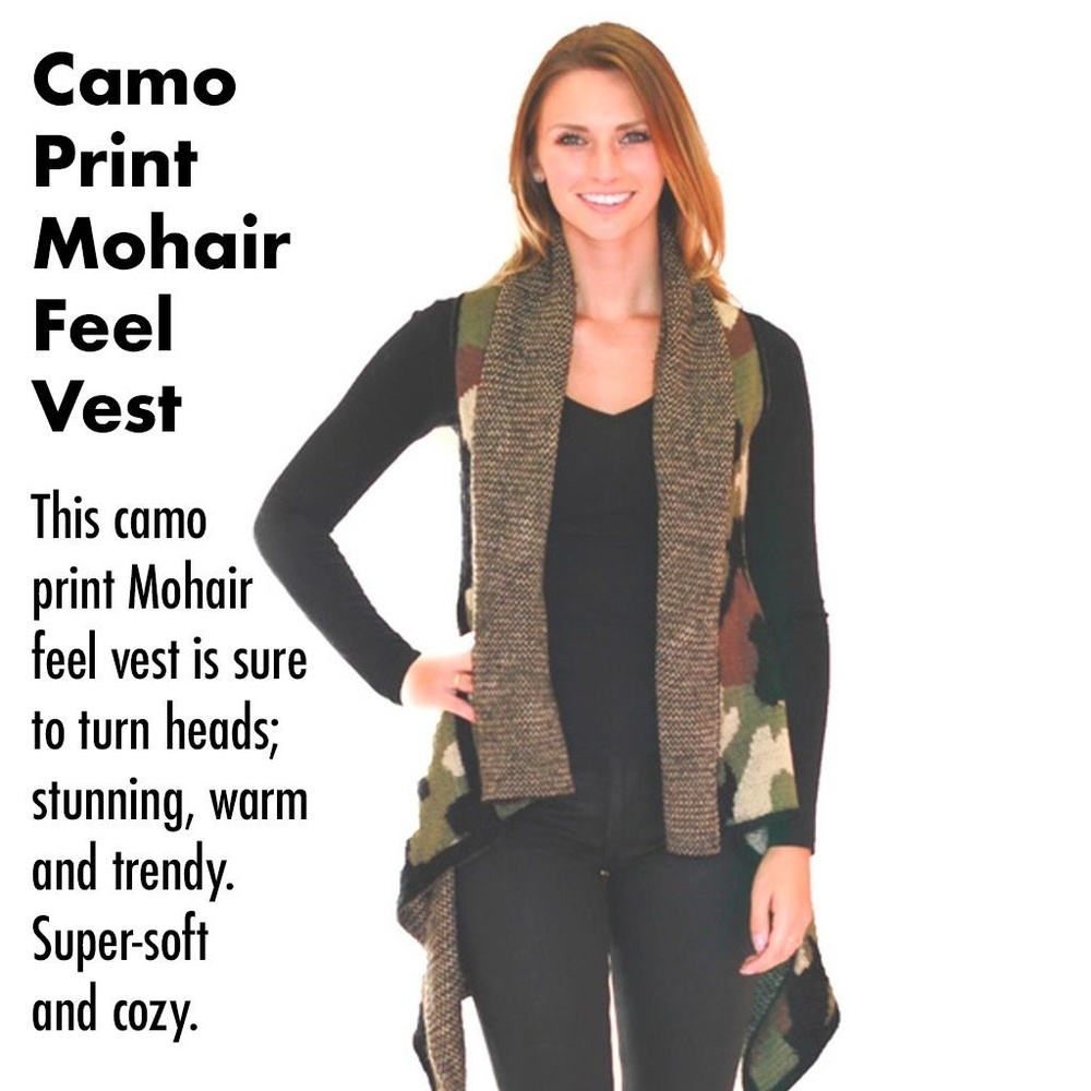 Mohair Feel Camo Feel Vest Green